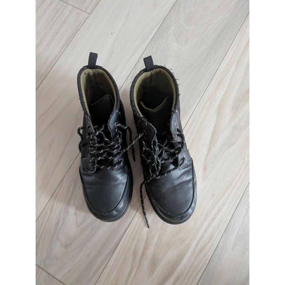 Wonder Nation Kids Size 2 Black Lace Up Combat Work Boots Lug Sole